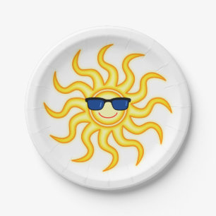 Smiling Sun Wearing Sunglasses Paper Plates