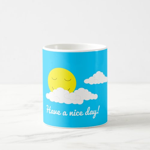 Smiling Sun with Popcorn Clouds Coffee Mug