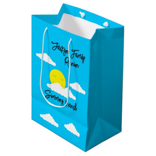 Smiling Sun with Popcorn Clouds Family Reunion Medium Gift Bag