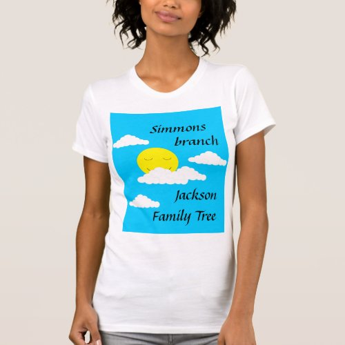 Smiling Sun with Popcorn Clouds  Family Tree T_Shirt