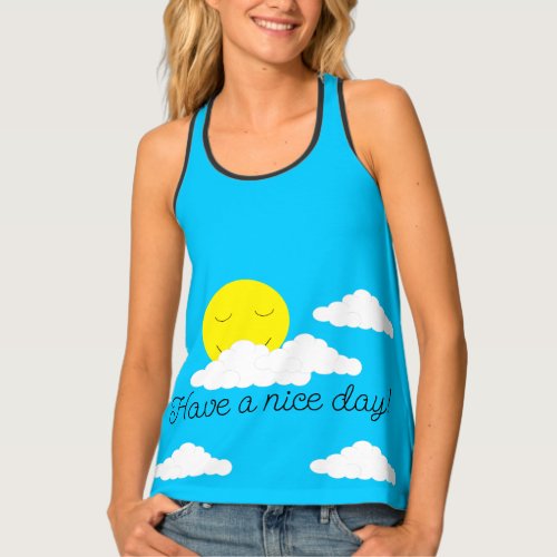 Smiling Sun with Popcorn Clouds Tank Top