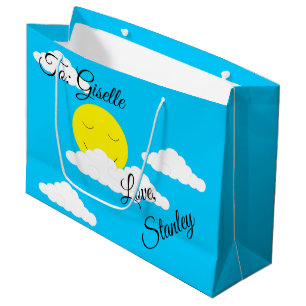 Smiling Sun with Puffy Clouds: Large Gift Bag