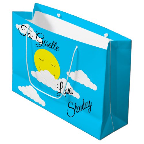 Smiling Sun with Puffy Clouds Large Gift Bag