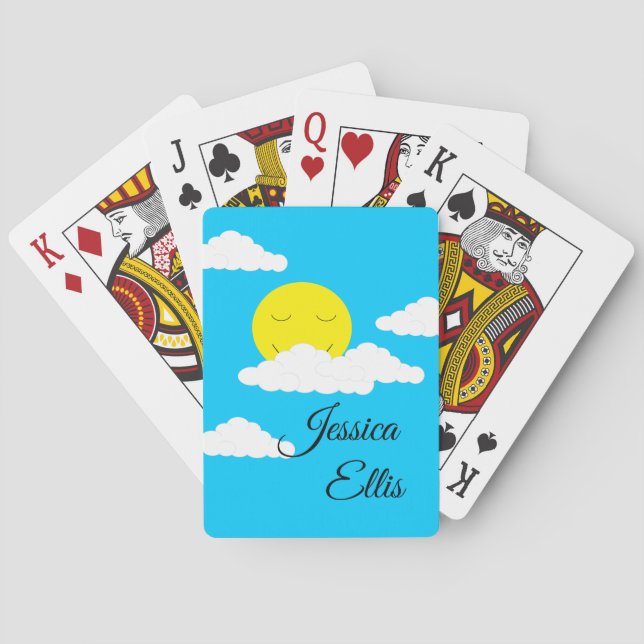 Smiling Sun with Puffy Clouds  Poker Cards (Back)