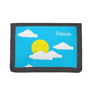 Smiling Sun with Puffy Clouds: Trifold Wallet