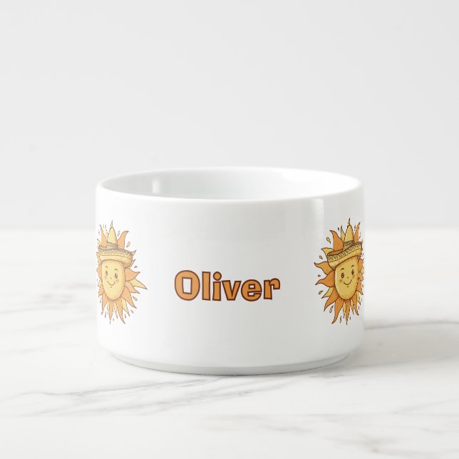  Smiling Sun with Sombrero - Sunny Fiesta Doodle Bowl (Center)