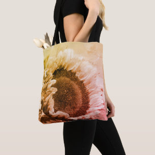 Smiling Sunflower Black And White Distressed  Tote Bag