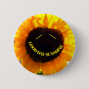Smiling Sunflower Sunshine Button