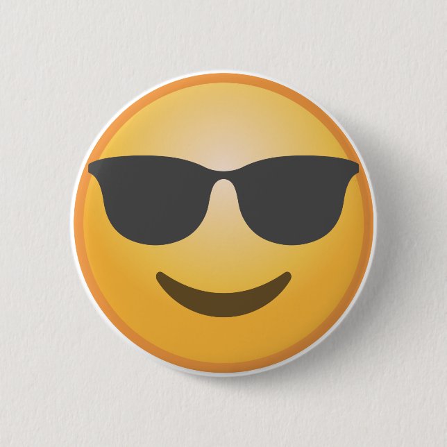 Smiling Sunglasses Emoji Pinback Button (Front)