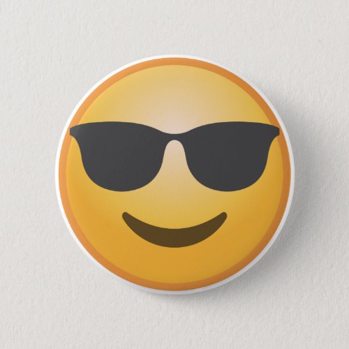 Smiling Sunglasses Emoji Pinback Button