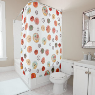Smiling Suns Watercolor Whimsical Weird Pattern Shower Curtain