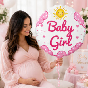 Smiling Sunshine Baby Girl Blush Pink And Yellow Balloon