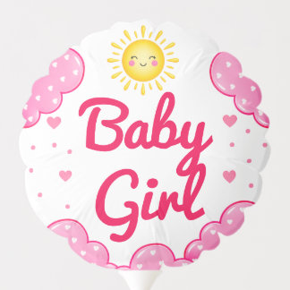 Smiling Sunshine Baby Girl Blush Pink And Yellow Balloon