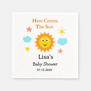 Smiling Sunshine Here Comes The Sun Baby Shower Napkins