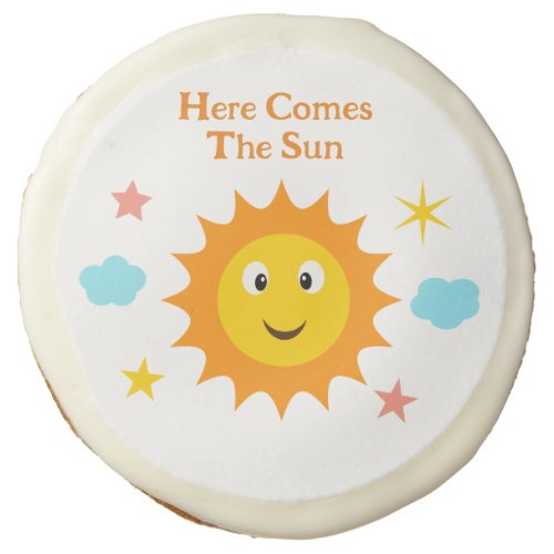 Smiling Sunshine Here Comes The Sun Baby Shower  Sugar Cookie