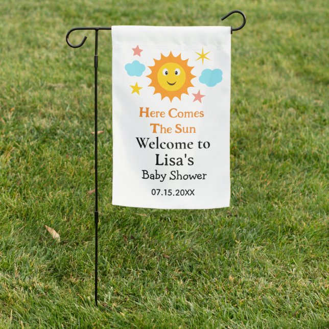 Smiling Sunshine Here Comes The Sun Welcome  Garden Flag (In SItu)