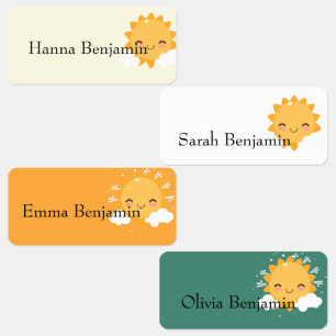 Smiling sunshine kids' labels