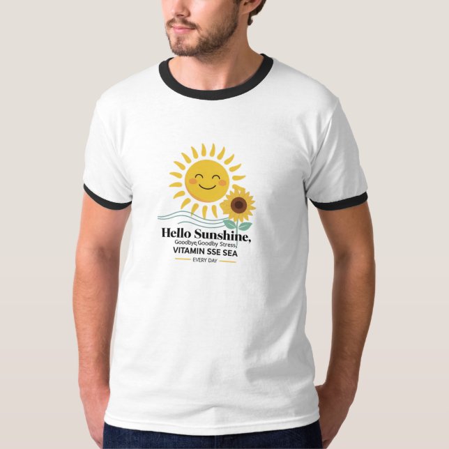 Smiling Sunshine & Sunflower – Happy Coastal Vibes T-Shirt (Front)