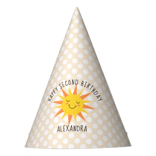 Smiling Sunshine White Polka Dot Gold Party Hat