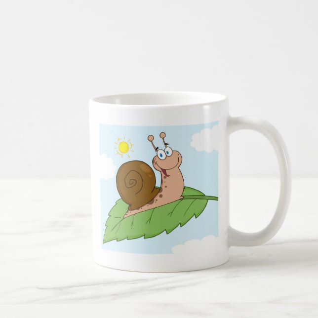 Smiling Super Snail on His Leaf Coffee Mug (Right)