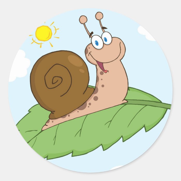 Smiling Super Snail on His Leaf Sticker