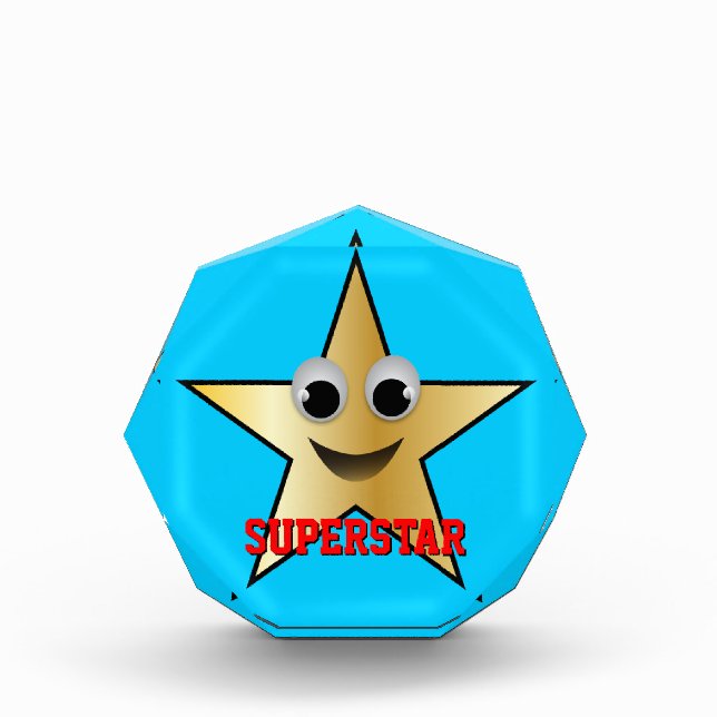 Smiling Superstar Character Gold Colored Award (Front)