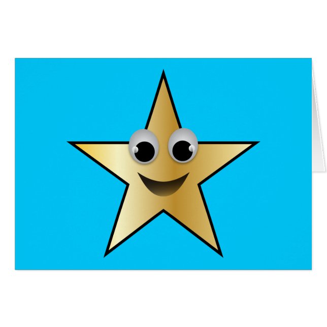 Smiling Superstar Character Gold Colored Cards (Front Horizontal)