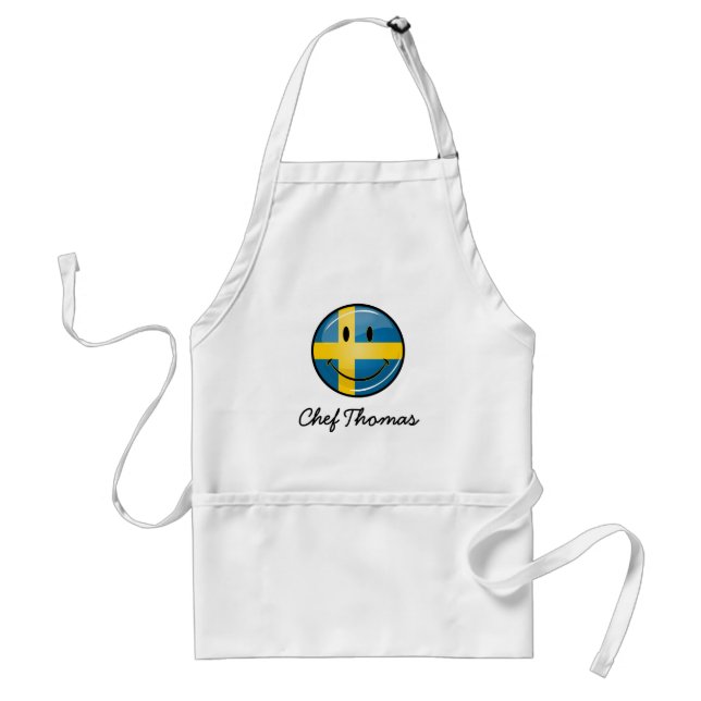 Smiling Swedish Flag Adult Apron (Front)