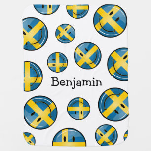 Smiling Swedish Flag Receiving Blanket