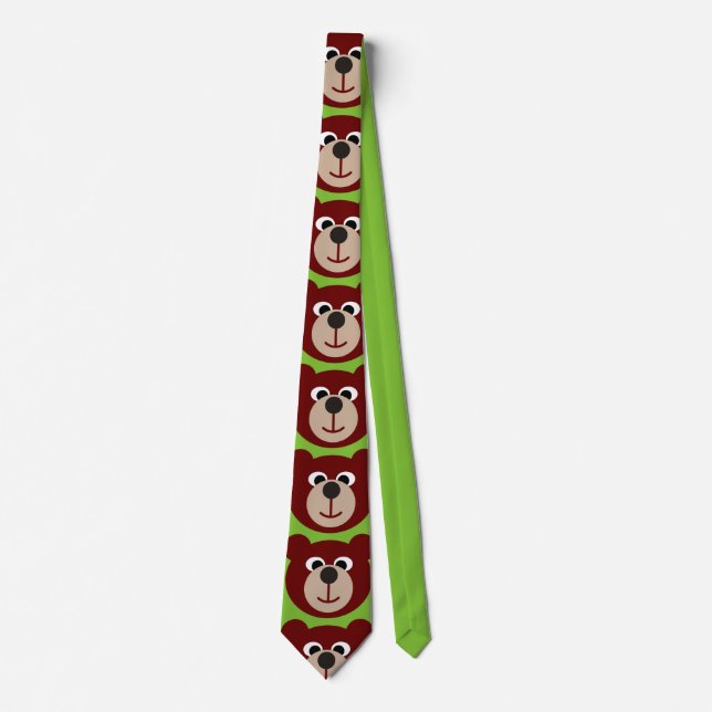 Smiling Teddy Bear + your background & ideas Neck Tie (Front)