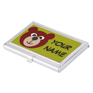 Smiling Teddy Bear + your text Business Card Case
