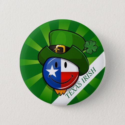 Smiling Texan Flag with St Patricks Day Button