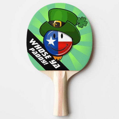 Smiling Texan Flag with St Patricks Day Ping Pong Paddle