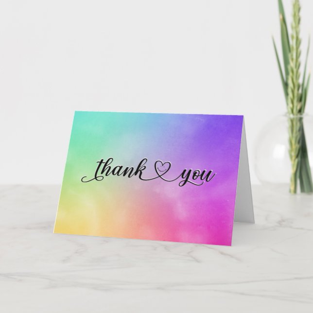 Smiling Thank You Heart On Watercolor (Front)