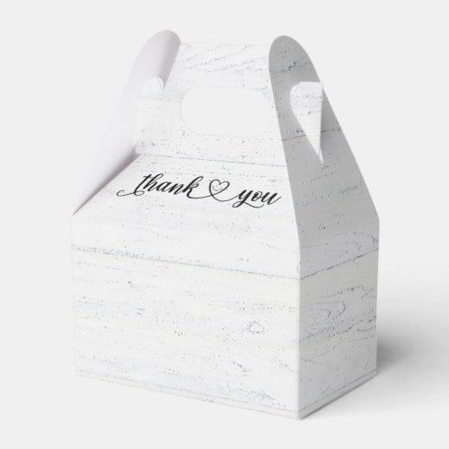 Smiling Thank You Heart On Whitewashed Wood Favor Boxes