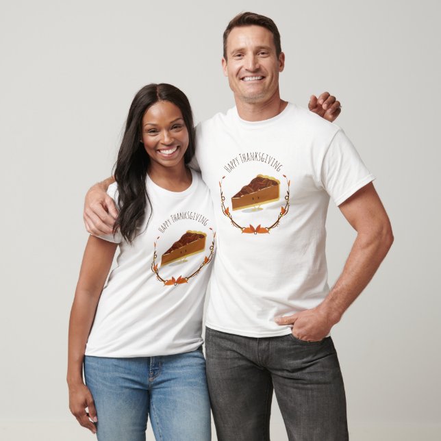 Smiling Thanksgiving Pecan Pie Slice T-Shirt (Unisex)