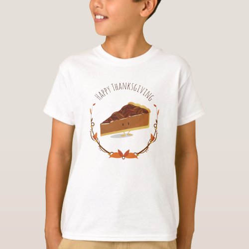 Smiling Thanksgiving Pecan Pie Slice Teal T_Shirt