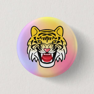 Smiling Tiger Face Artwork-21876 Button