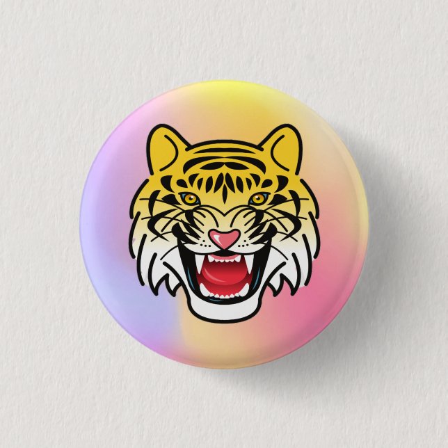 Smiling Tiger Face Artwork-21876 Button (Front)