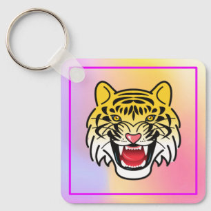 Smiling Tiger Face Artwork-21876 Keychain