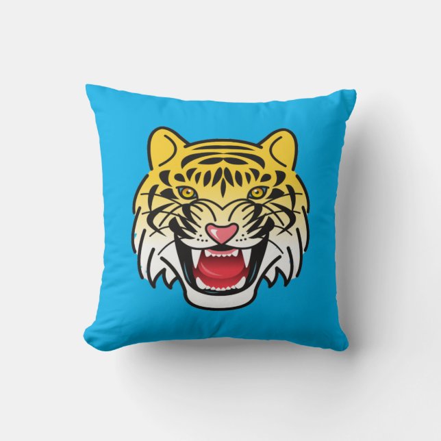 Smiling Tiger Face Artwork-21876 Throw Pillow (Front)
