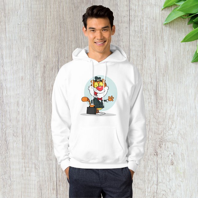 Smiling Tiger Holding A Briefcase Mens Hoodie (Creator Uploaded)