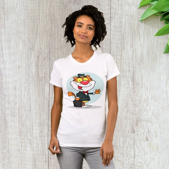 Smiling Tiger Holding A Briefcase Womens T-Shirt (Creator Uploaded)