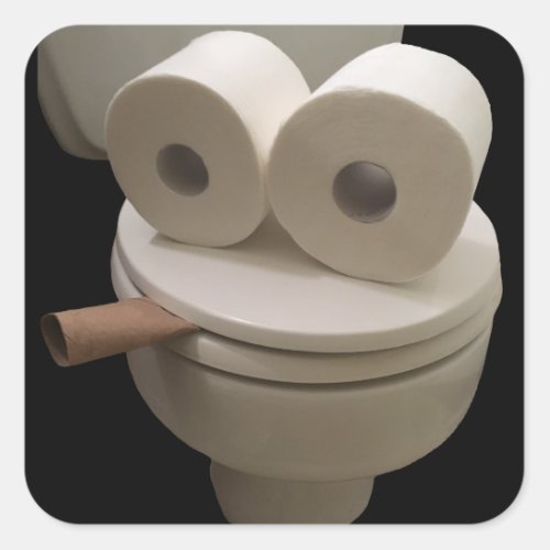Smiling Toilet Face Square Sticker