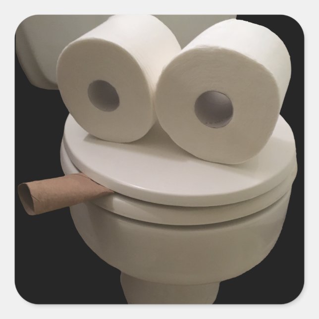 Smiling Toilet Face Square Sticker (Front)