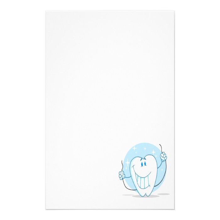 Smiling Tooth Cartoon Character Always Floss Stationery Paper