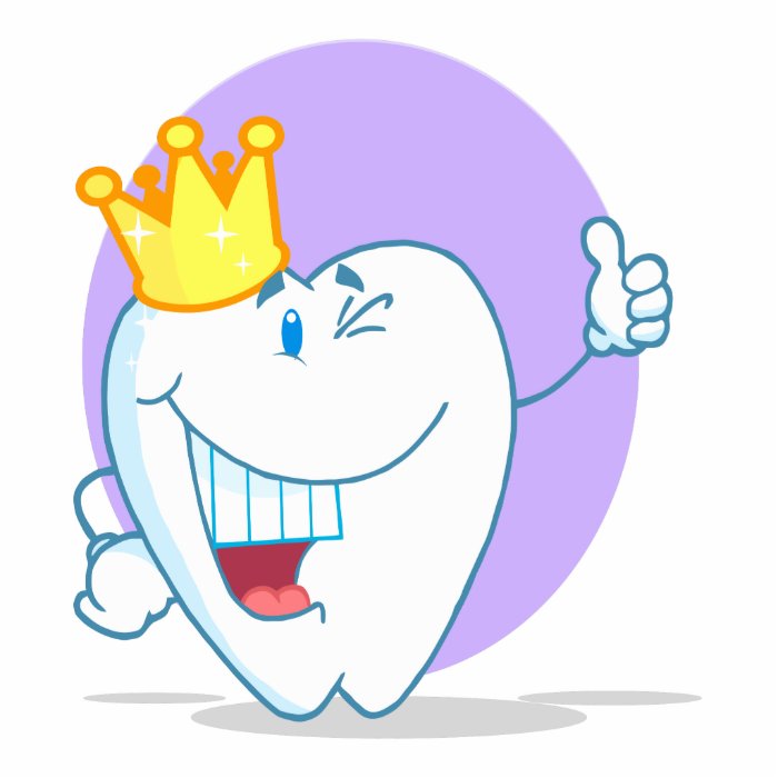 Smiling Tooth Cartoon Character With Golden Crown Photo Cutout