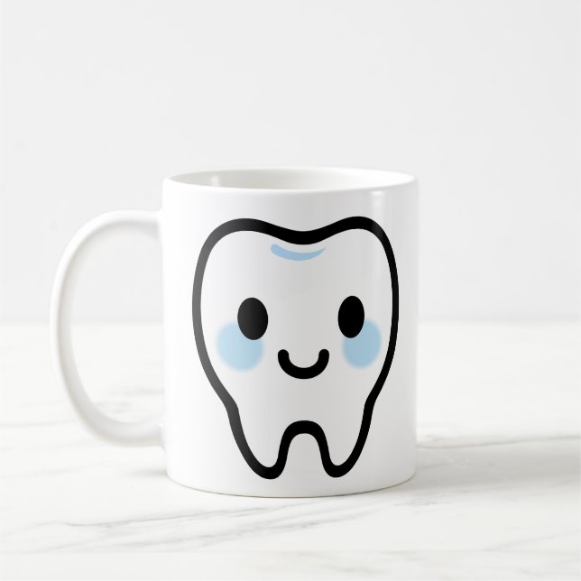 Smiling Tooth Character – Cute & Clean Illustratio Coffee Mug (Left)