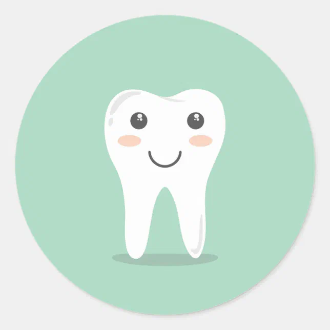 Smiling Tooth Dental Health Classic Round Sticker | Zazzle