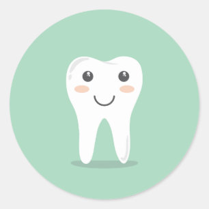 Smiling Tooth Dental Health Classic Round Sticker